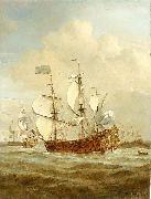 VELDE, Willem van de, the Younger HMS St Andrew at sea in a moderate breeze, painted oil on canvas